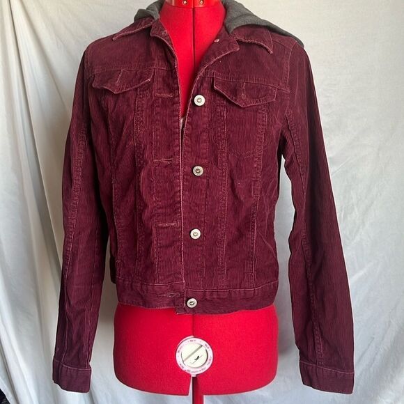 MM185 Hollister slight crop hip length corduroy jacket - Picture 1 of 7